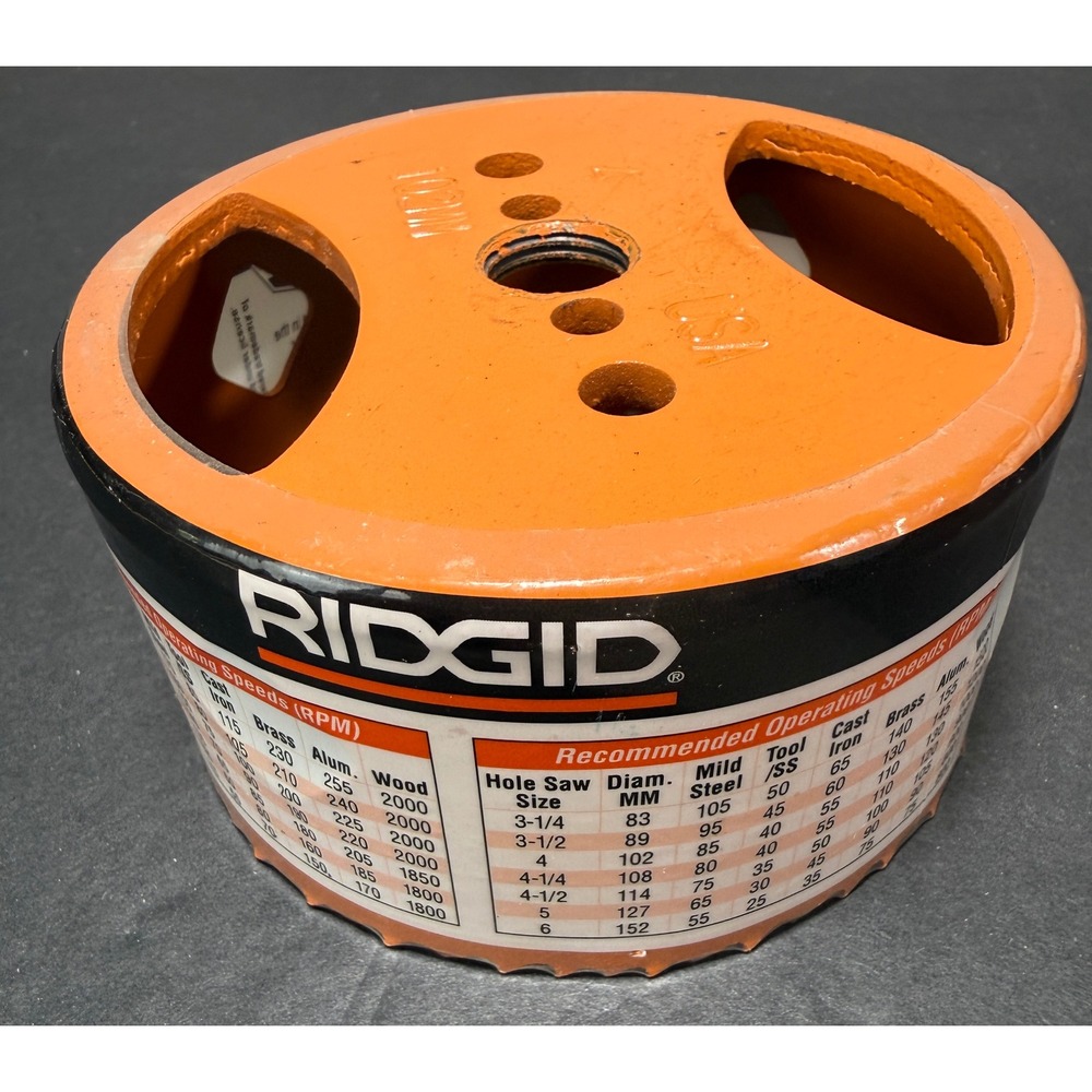 Ridgid Hole Saw 4 Inch 102mm Orange Bi-Metal 7029 Cutting Tool